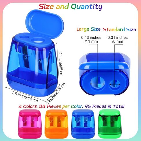 Aodaer 120 قطعة مبراة أقلام رصاص يدوية صغيرة بفتحة مزدوجة مع أغطية مبراة أقلام رصاص صغيرة محمولة بكميات كبيرة للعودة إلى اللوازم المدرسية وطلاب الطباشير والمكتب والمنزل in Kuwait