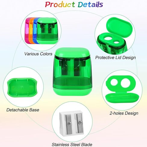 Aodaer 120 قطعة مبراة أقلام رصاص يدوية صغيرة بفتحة مزدوجة مع أغطية مبراة أقلام رصاص صغيرة محمولة بكميات كبيرة للعودة إلى اللوازم المدرسية وطلاب الطباشير والمكتب والمنزل in Kuwait