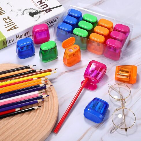 Aodaer 120 قطعة مبراة أقلام رصاص يدوية صغيرة بفتحة مزدوجة مع أغطية مبراة أقلام رصاص صغيرة محمولة بكميات كبيرة للعودة إلى اللوازم المدرسية وطلاب الطباشير والمكتب والمنزل in Kuwait
