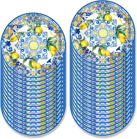 116 Ps Tiles Lemons Party Supplies 16 Guests Tiles Lemons Party Decorations Including Tiles Lemons Party Paper Plates Dinner Plates Napkins Cups Set for Tiles Lemons Party in Kuwait