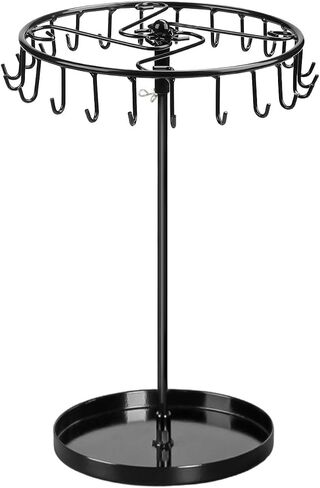 Necklace Holder Adjustable Jewelry Holder Organizer Rotating Display Stand for Necklaces Rings Bracelet Keychain Storage (Black) in Saudi Arabia