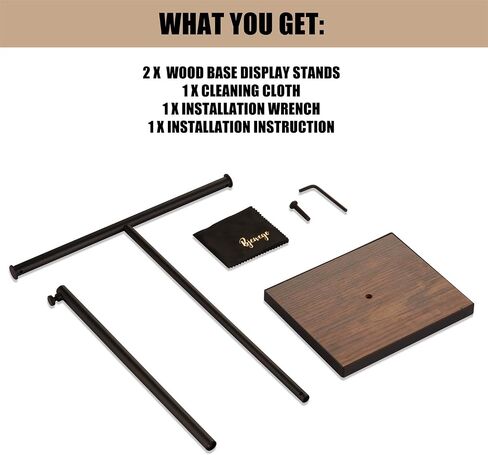 Metal Necklace Display Stand - Set of 2 T Shaped Black Purse Display Stand With Wood Base - Adjustable Height Double Hook Tall Jewelry Stands for Boutique Store in Kuwait