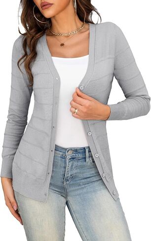 Othyroce Women's Cardigan V Neck Button Down Long Sleeve Knit Open Front Sweater Cropped Cardigans in Saudi Arabia