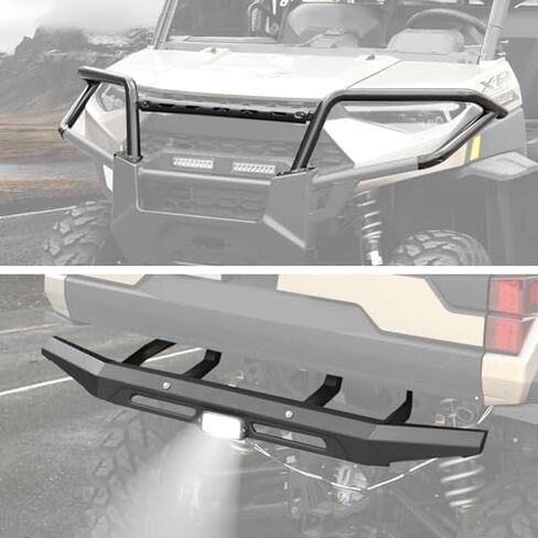 A & UTV PRO Front & Rear Bumper Guard With LED Light for Polaris Ranger 1000 / XP 1000 / Crew XP 1000 2018-2023 2024, Heavy Duty Steel Brush Guard Protector Accessories, Replace OEM # 2882531, 2882529 in Saudi Arabia