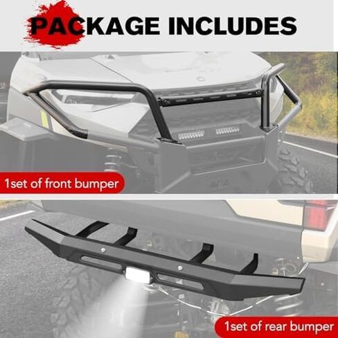 A & UTV PRO Front & Rear Bumper Guard With LED Light for Polaris Ranger 1000 / XP 1000 / Crew XP 1000 2018-2023 2024, Heavy Duty Steel Brush Guard Protector Accessories, Replace OEM # 2882531, 2882529 in Saudi Arabia