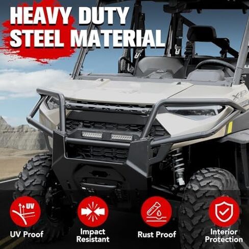 A & UTV PRO Front & Rear Bumper Guard With LED Light for Polaris Ranger 1000 / XP 1000 / Crew XP 1000 2018-2023 2024, Heavy Duty Steel Brush Guard Protector Accessories, Replace OEM # 2882531, 2882529 in Saudi Arabia