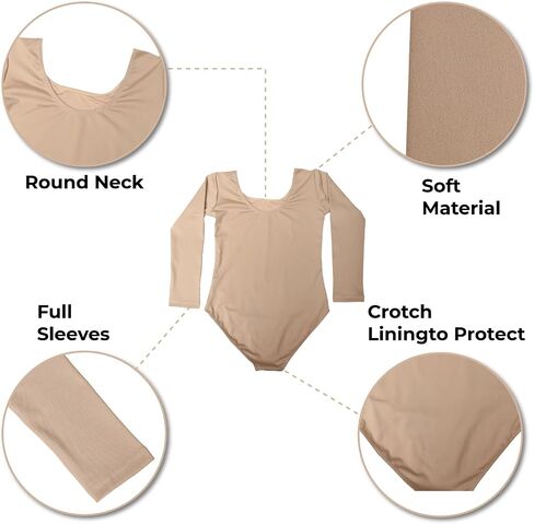 Gymnastics Leotards for Girls - Long Sleeve & Scoop Neck Leotard for Girls Dance in Saudi Arabia