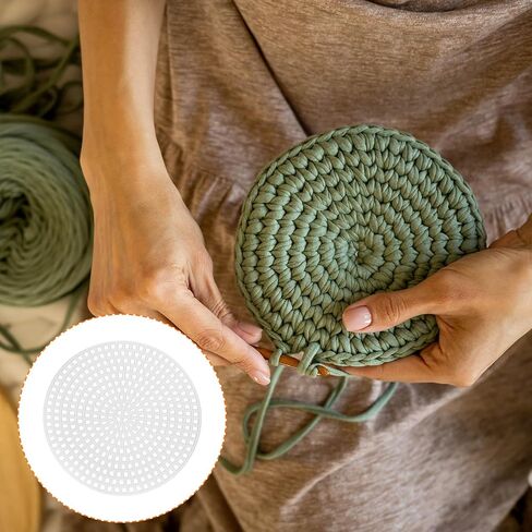 HARFINGTON 10Pcs Round Plastic Canvas Mesh Sheets 7 Inch/18cm Circle Blank Canvas Shape Mesh Mat White for Embroidery Knit Crochet Crafting Needlework in Saudi Arabia