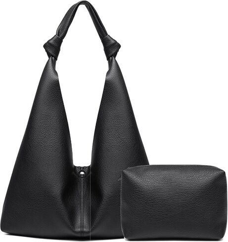 Vegan Leather Hobo Purses set, Slouchy Shoulder Bag Knotted Hobo Bags for Women with a small purse in Saudi Arabia
