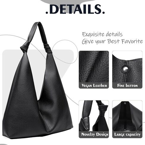 Vegan Leather Hobo Purses set, Slouchy Shoulder Bag Knotted Hobo Bags for Women with a small purse in Saudi Arabia