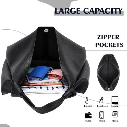 Vegan Leather Hobo Purses set, Slouchy Shoulder Bag Knotted Hobo Bags for Women with a small purse in Saudi Arabia