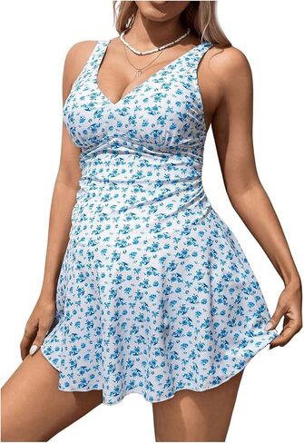 MakeMeChic Women's Maternity Tankini Swimsuit Ditsy Floral 2 Piece V Neck Ruched Pregnancy Bathing Suit in Saudi Arabia