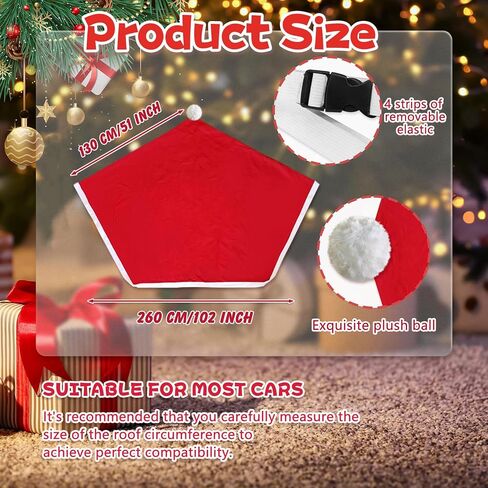 Christmas Santa Hat Cute car Decoration Outdoors Accessories- Christmas Car Cover Car Car Decoration Non Woven Christmas Decorations are Suitable for Most car (Red) in Saudi Arabia