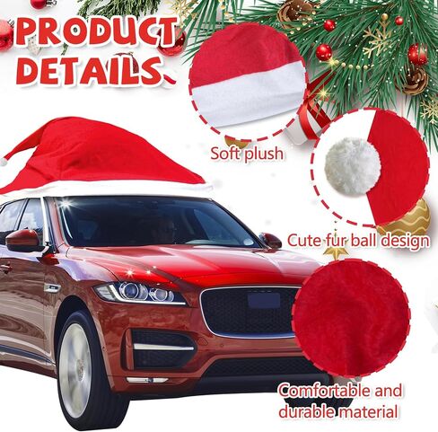 Christmas Santa Hat Cute car Decoration Outdoors Accessories- Christmas Car Cover Car Car Decoration Non Woven Christmas Decorations are Suitable for Most car (Red) in Saudi Arabia