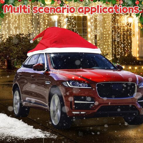 Christmas Santa Hat Cute car Decoration Outdoors Accessories- Christmas Car Cover Car Car Decoration Non Woven Christmas Decorations are Suitable for Most car (Red) in Saudi Arabia