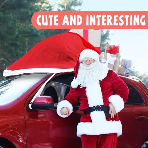 Christmas Santa Hat Cute car Decoration Outdoors Accessories- Christmas Car Cover Car Car Decoration Non Woven Christmas Decorations are Suitable for Most car (Red) in Saudi Arabia