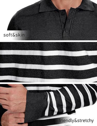 Demoking Striped Sweaters for Men Polo Shirts Long Sleeve Mens Casual Knit Sweater in Saudi Arabia