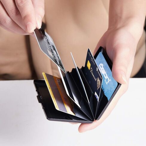 حافظة بطاقات الائتمان RFID من الفولاذ المقاوم للصدأ، محفظة بطاقات الائتمان رفيعة، حافظة بطاقات الائتمان المعدنية RFID للنساء أو الرجال (أسود) in Saudi Arabia