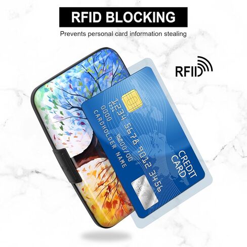 Card Holder Credit Cards Holder for Women RFID wallet women Business Card Holder Wallet Mini Aluminum Card Wallet RFID Blocking Slim Metal Hard Card for Women, Cat Illustration in Saudi Arabia