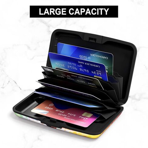 Card Holder Credit Cards Holder for Women RFID wallet women Business Card Holder Wallet Mini Aluminum Card Wallet RFID Blocking Slim Metal Hard Card for Women, Cat Illustration in Saudi Arabia