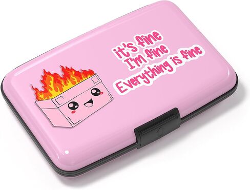 Card Holder Credit Cards Holder for Women RFID wallet women Business Card Holder Wallet Mini Aluminum Card Wallet RFID Blocking Slim Metal Hard Card for Women, Cat Illustration in Saudi Arabia