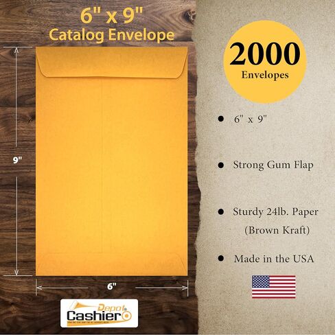 500 Cashier Depot 6 X 9 Catalog Envelopes (Open End), Sturdy 24lb. Brown Kraft Paper, Gum Flap, 500/Box in Saudi Arabia