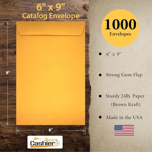 500 Cashier Depot 6 X 9 Catalog Envelopes (Open End), Sturdy 24lb. Brown Kraft Paper, Gum Flap, 500/Box in Saudi Arabia