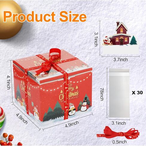 عيد الميلاد مفاجأة مربع هدية مربع للمال، يطفو على السطح صندوق المال للحصول على هدية نقدية عيد الميلاد 3D الموسيقية مع RGB LED بما في ذلك 30PCS أكياس للنساء الرجال الفتيات الفتيان أمي أبي صديق in Kuwait