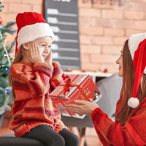 عيد الميلاد مفاجأة مربع هدية مربع للمال، يطفو على السطح صندوق المال للحصول على هدية نقدية عيد الميلاد 3D الموسيقية مع RGB LED بما في ذلك 30PCS أكياس للنساء الرجال الفتيات الفتيان أمي أبي صديق in Kuwait