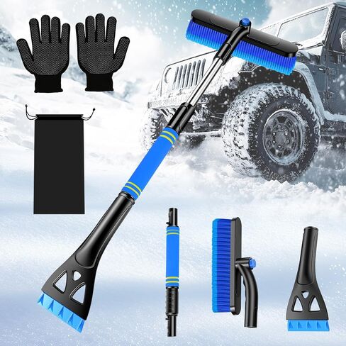 Car Windshield Ice Scraper With Snow Brush, Snow Removal Squeegee For Automotive, Exterior Dust Remover Brushes And Brooms, Essential Winter Car Window Extendable Long Handled Snow Brush Tool. in Saudi Arabia