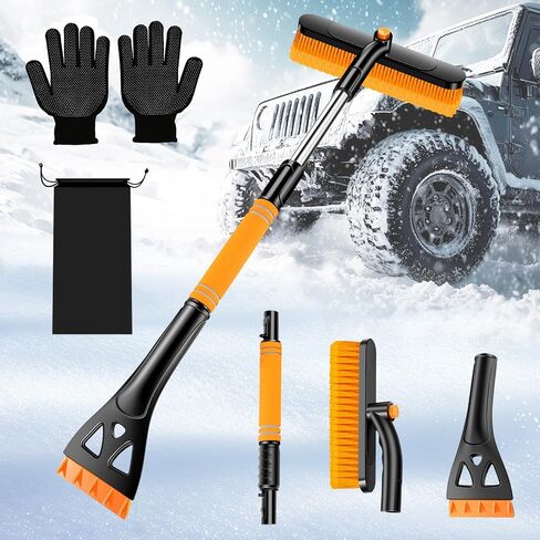 Car Windshield Ice Scraper With Snow Brush, Snow Removal Squeegee For Automotive, Exterior Dust Remover Brushes And Brooms, Essential Winter Car Window Extendable Long Handled Snow Brush Tool. in Saudi Arabia
