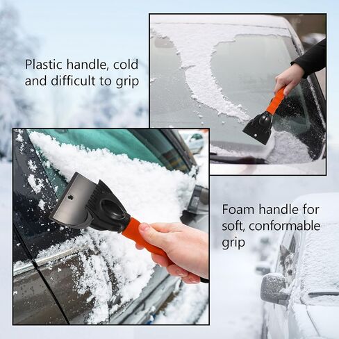 WILLBOND Ice Scraper for Cars Windshield Scraper for Ice and Snow Ice Scraper with Foam Grip(Black) (Orange) in Saudi Arabia