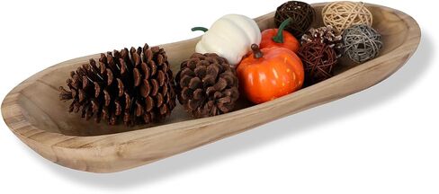 Wood Dough Bowl,Hand Carved Decorative Bowls for Decor Rustic Wooden Dough Bowls Decorative Wooden Dough Bowl for Table Centerpiece Dining Living Room Home Kitchen Decor (Length-17.15 inch) in Saudi Arabia