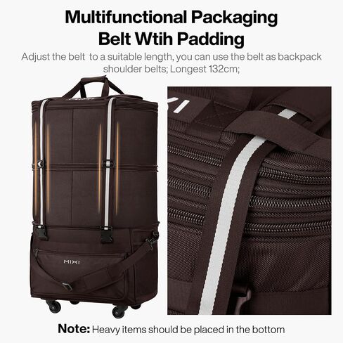 mixi Travel Bag with Wheels Expandable Foldable Luggage Bag Collapsible Rolling Travel Bag Duffel Bag Large Capacity Suitcase for Men Women, Black in Saudi Arabia