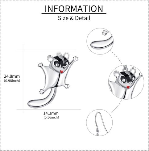YAFEINI Sugar Glider Earrings 925 Sterling Silver Cute Sugar Glider Dangle Drop Jewelry For Women in Saudi Arabia