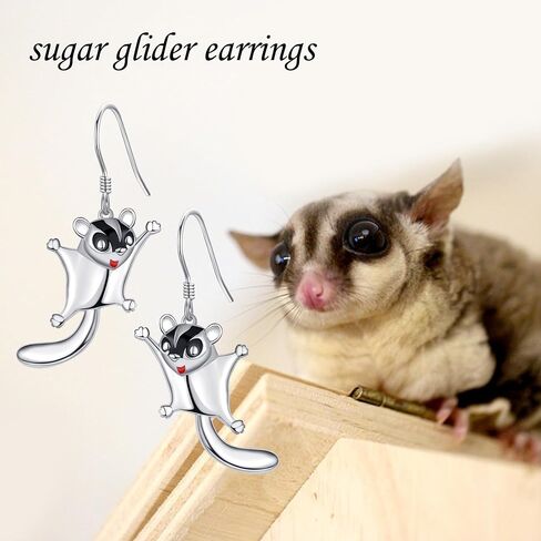 YAFEINI Sugar Glider Earrings 925 Sterling Silver Cute Sugar Glider Dangle Drop Jewelry For Women in Saudi Arabia