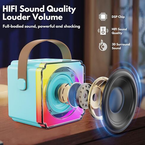 Karaoke Machine, Portable Bluetooth Speaker with Wireless Microphones for Kids Adult, Birthday Family Party Gifts Toys for Toddler Girls Boys 3 4 5 6 7 8 9 10 11 12+ Year Old in Saudi Arabia