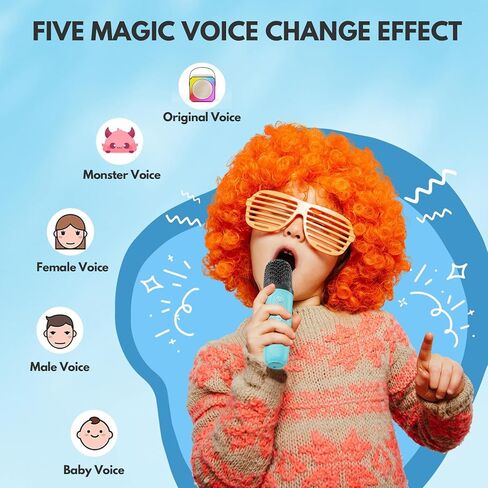 Karaoke Machine, Portable Bluetooth Speaker with Wireless Microphones for Kids Adult, Birthday Family Party Gifts Toys for Toddler Girls Boys 3 4 5 6 7 8 9 10 11 12+ Year Old in Saudi Arabia