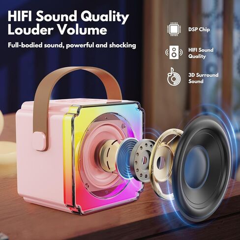Karaoke Machine, Portable Bluetooth Speaker with Wireless Microphones for Kids Adult, Birthday Family Party Gifts Toys for Toddler Girls Boys 3 4 5 6 7 8 9 10 11 12+ Year Old in Saudi Arabia