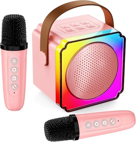 Karaoke Machine, Portable Bluetooth Speaker with Wireless Microphones for Kids Adult, Birthday Family Party Gifts Toys for Toddler Girls Boys 3 4 5 6 7 8 9 10 11 12+ Year Old in Saudi Arabia