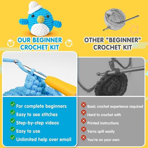 مجموعة Lacoccinct Crochet للمبتدئين - مجموعة تعلم الكروشيه - مجموعة أدوات الكروشيه الحيوانية - غزل ممتاز سهل - فيديو تعليمي خطوة بخطوة - نمط البطريق اللطيف in Saudi Arabia