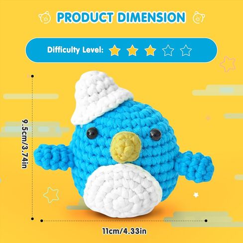 مجموعة Lacoccinct Crochet للمبتدئين - مجموعة تعلم الكروشيه - مجموعة أدوات الكروشيه الحيوانية - غزل ممتاز سهل - فيديو تعليمي خطوة بخطوة - نمط البطريق اللطيف in Saudi Arabia