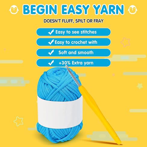 مجموعة Lacoccinct Crochet للمبتدئين - مجموعة تعلم الكروشيه - مجموعة أدوات الكروشيه الحيوانية - غزل ممتاز سهل - فيديو تعليمي خطوة بخطوة - نمط البطريق اللطيف in Saudi Arabia