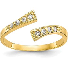 IceCarats 10K Solid Yellow Gold Cubic Zirconia CZ Adjustable Toe Ring Open Midi Band Summer Beach Jewelry