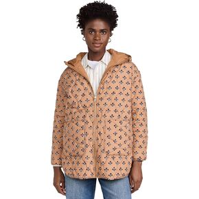 Marea Women's Flower Block Print Quilted Puffer Jacket