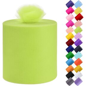 Tulle Fabric Roll, 6" by 200 Yards (600FT) Tulle Organza Fabric Spool for DIY Tutu Skirt Baby Shower Decor Wedding Backdrop Crafts Birthday Party Supplies (White)