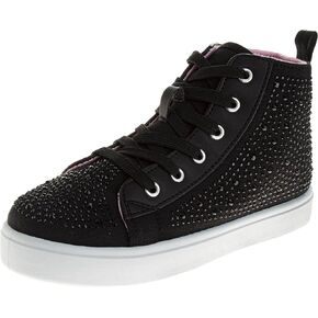 Hightop Sneakers Sparkly Glitter Lace Up Non Slip - Kids Casual Fashion High Top Shoes (Sizes: 11-13 Little Kid / 1-4 Big Kid)