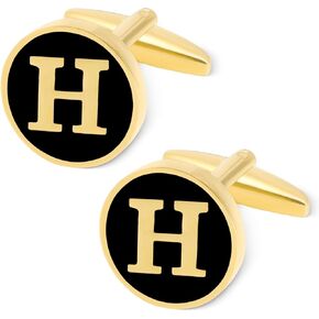 GWD Cufflinks for Men Personalized Black Gold Silver Letter CuffLink Shirt Cufflinks