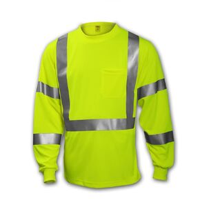 Tingley Job Sight S75522 High Visibility Class 3 Long Sleeve T-Shirt, Extra-Large, Fluorescent Yellow-Green