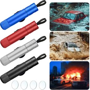 2 in 1 Safe Hammer,Car Window Breaker and Seatbelt Cutter,Emergency Window Breaking Tool for Car,Car Window Breaker Under Water,Car Window Breaker Tool with 4 Pieces of Test Glass(4pcs)